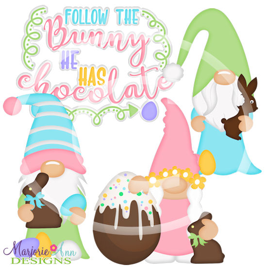 Easter Chocolate Gnomes SVG Cutting Files Includes Clipart - Click Image to Close